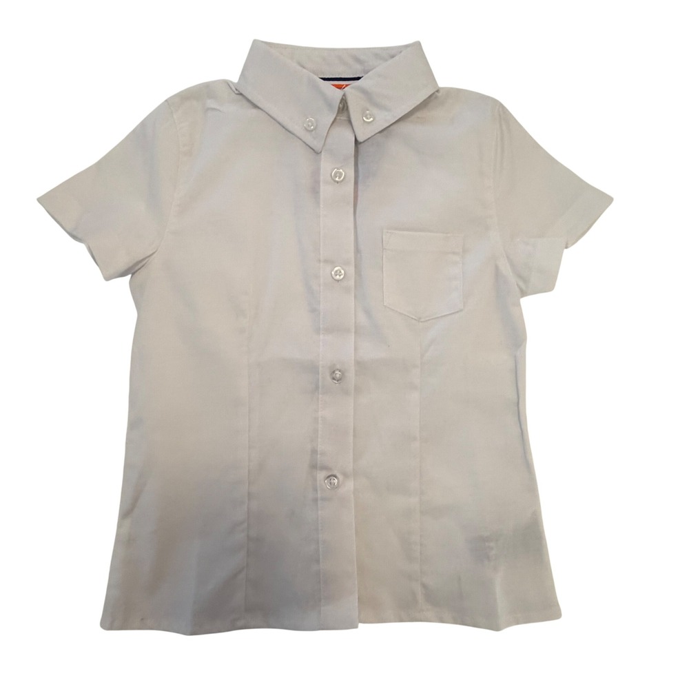 French Toast Girls White Short Sleeve School Uniform Shirt Size 6 Stretch